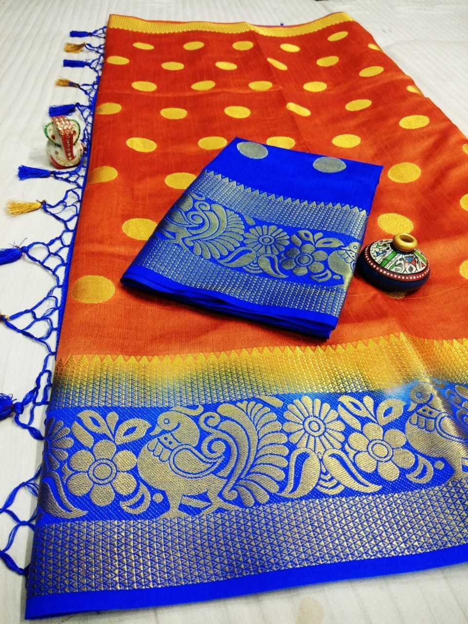 Multi Traditional Tussar Art Silk Saree