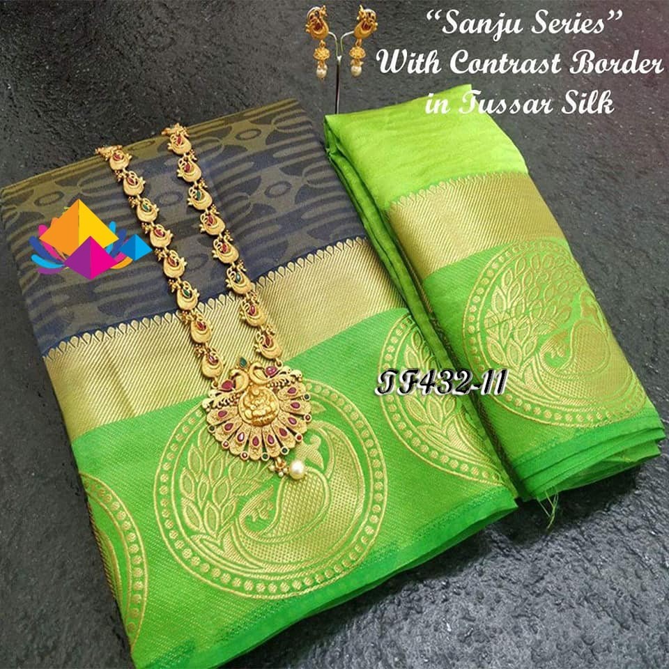 Multi Partywear Tussar Art Silk Saree