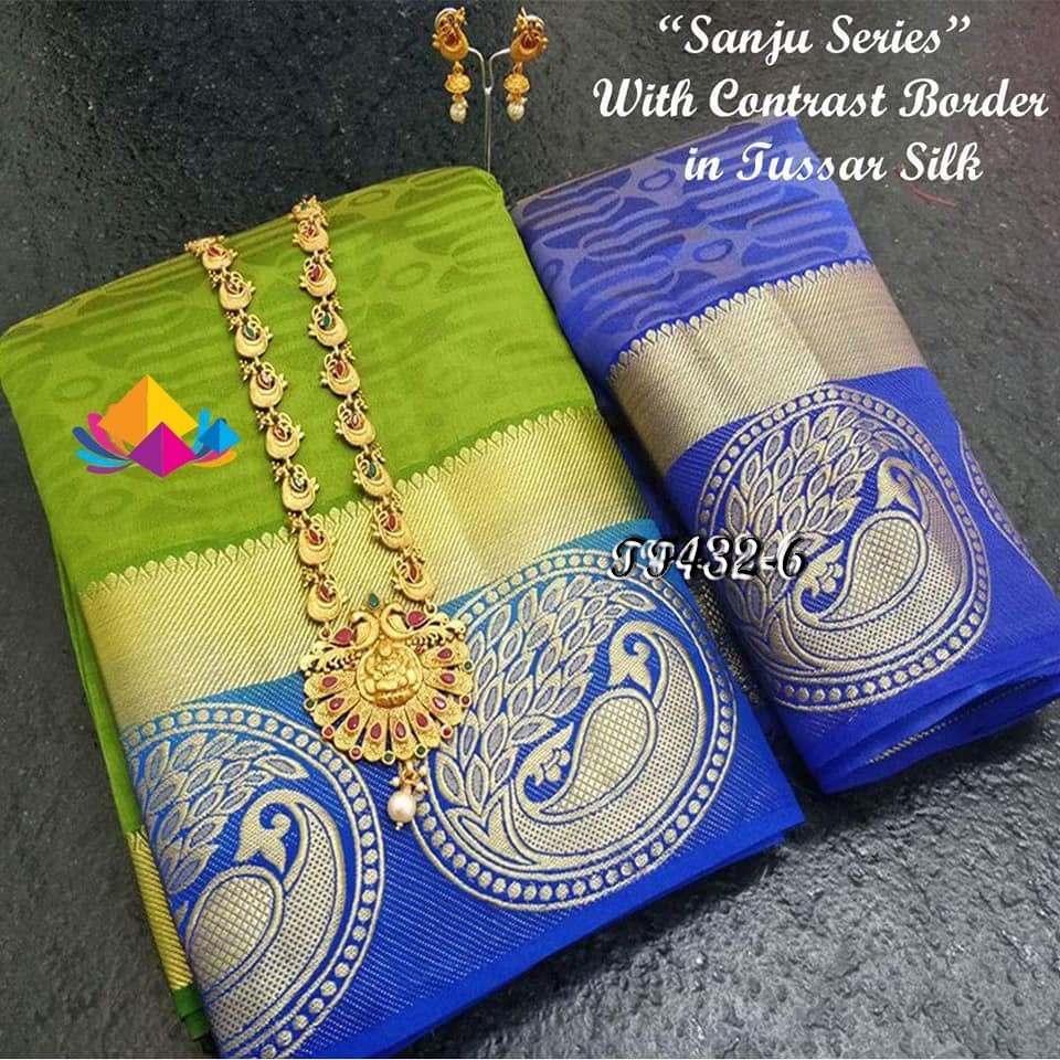 Multi Partywear Tussar Art Silk Saree