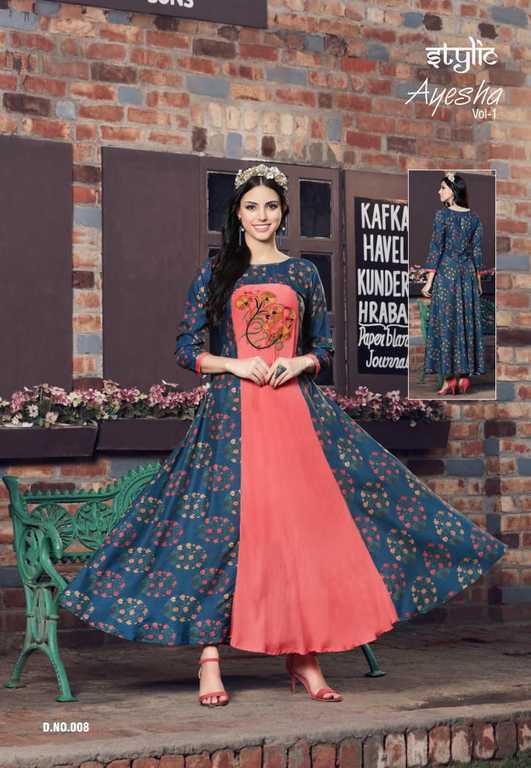 Blue And Pink Ethnic Designer Kurtis