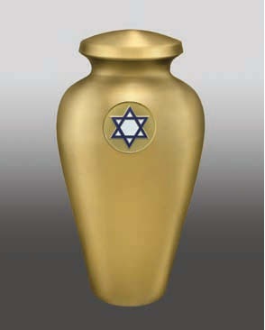 Arlington Brass Metal Urn - Sublimation Customization, Gold Finish, American Religious Style