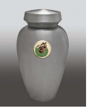 Silver Crossed American Italian Flags Metal Cremation Urn
