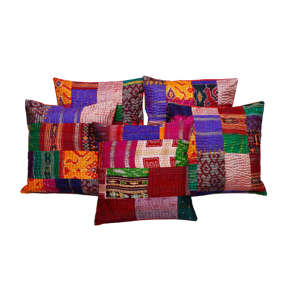 Multi-color Indian Cotton Handmade Patchwork Kantha Decorative Pillow Decoration Cushion Cover