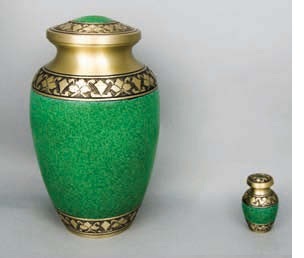 Genesis Iii R Memorial Urn - Metal, Customize Size | Blue & Gold Finish, Religious Style