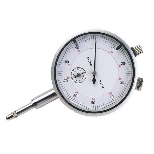 Dial Gauge - 57mm Dial Diameter, Measurement Range 0-10mm , Stainless Steel Construction, ±0.02mm Accuracy, 0.01mm Resolution