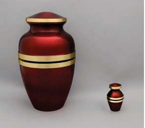 Genesis Iv Token Memorial Urn - Metal Build, Customize Size , Red & Gold Finish With Religious Style