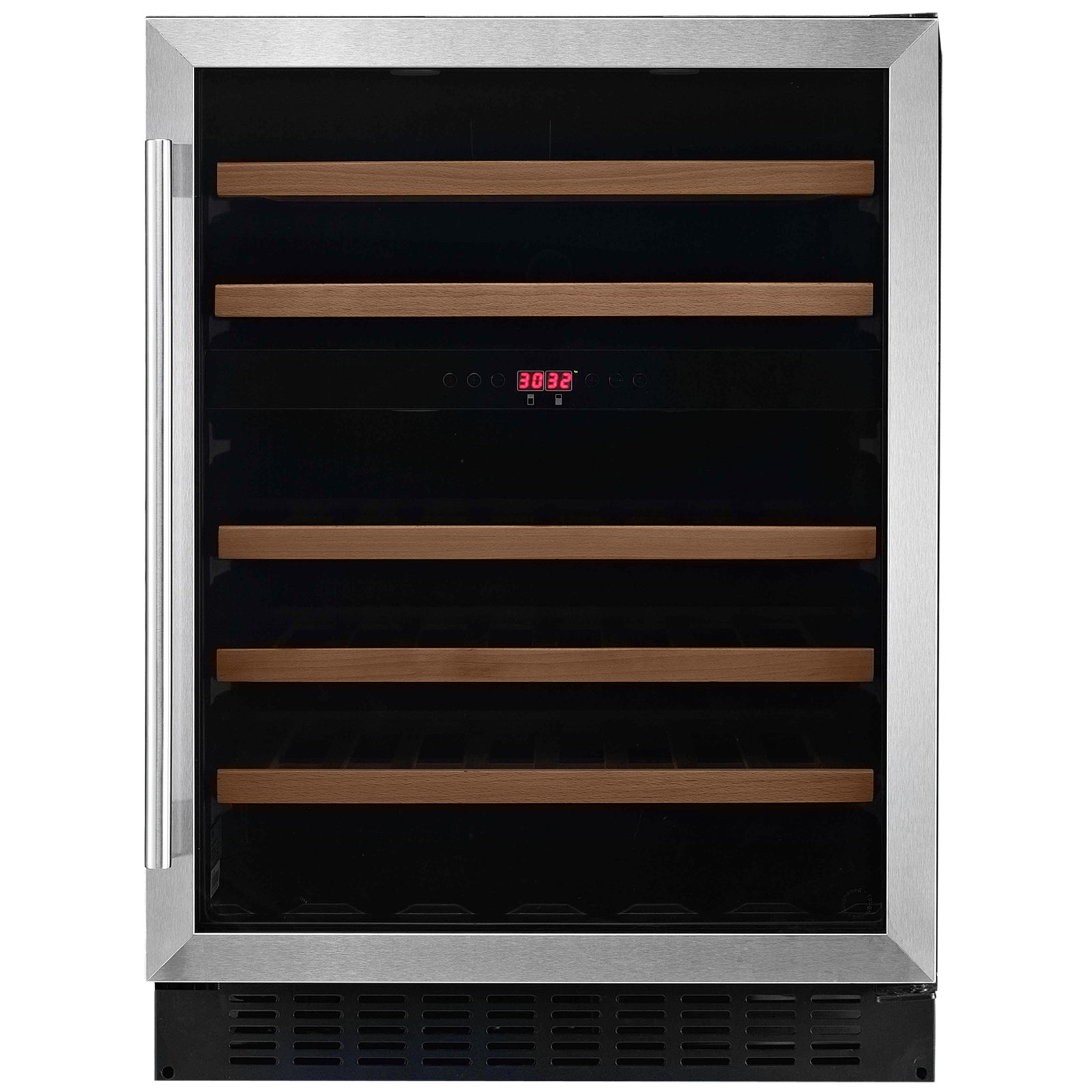 White Westinghouse Wine Cooler - Fibre, 839.978 Mm, Glass Door With Black Cabinet | Automatic Defrost, Led Display, Reversible Door, Security Lock, Roller Wooden Shelves, Internal Light