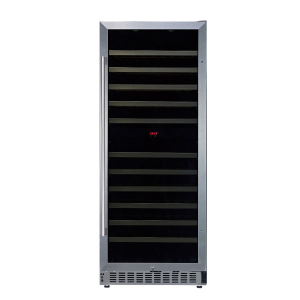 White Westinghouse Wine Cooler - Fibre, 839.978 Mm, Glass Door With Black Cabinet | Automatic Defrost, Led Display, Reversible Door, Security Lock, Roller Wooden Shelves, Internal Light
