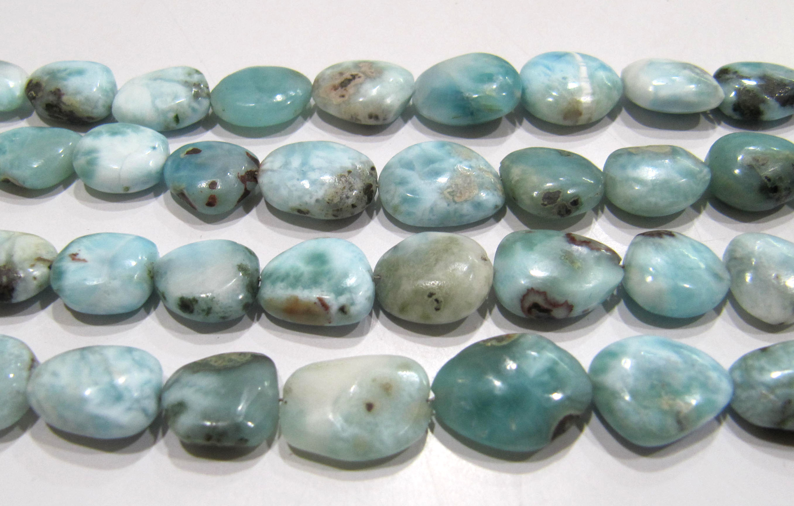 Natural Larimar Tumbled Free Shape Size 11 To 16mm Smooth Beads