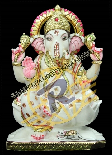 Uv Resistant White Marble Ganesha Statue