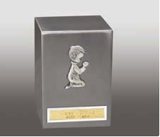 Stainless Steel Satin Cube With Dove Laurel Optional Engraving