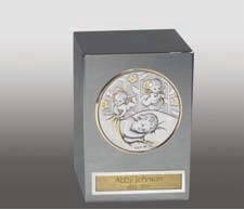 Stainless Steel Satin Cube With Dove Laurel Optional Engraving