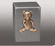 Stainless Steel Polished Cube With Small Gold Rose