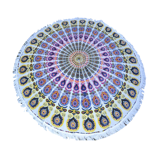 Multi Color Handmade Indian Hand Printed Cotton Fabric Wall Decor Roundie