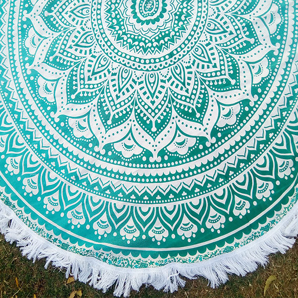 Blue Yoga Mat For Beach Gift And Home Use Round Tapestry Roundie