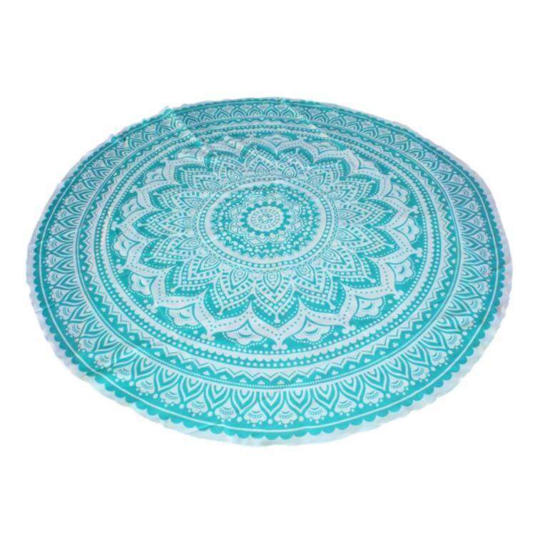 Blue Yoga Mat For Beach Gift And Home Use Round Tapestry Roundie