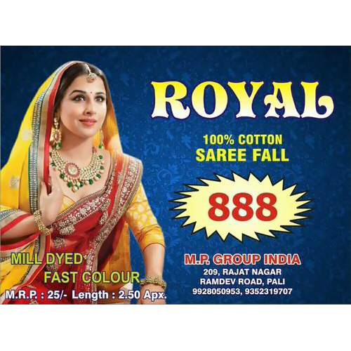 Yellow 100% Cotton Saree Fall