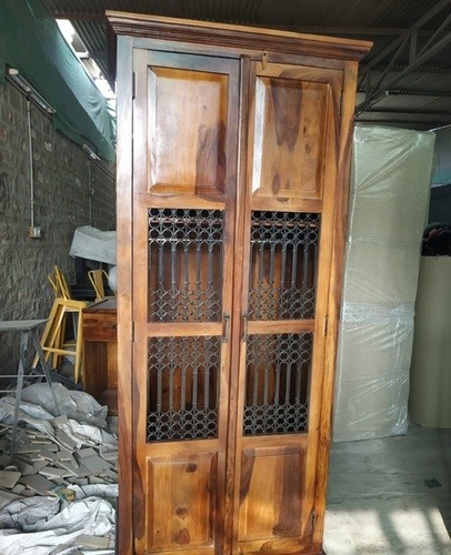 Antique Wooden Almirah - Sheesham Wood, 72x36x18 Inches, Brown | 2 Doors, 4 Shelves, Natural Finish
