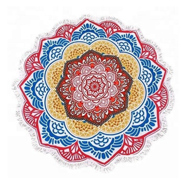 Indian Multi Color Cotton Fabric Microfiber Beach Towel Roundie Design: Customized