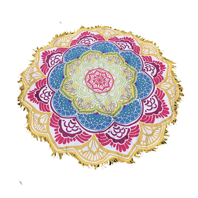 Multi Color Cotton Fabric Yoga Mat Home Textile Beach Towel Round Tapestry Roundie