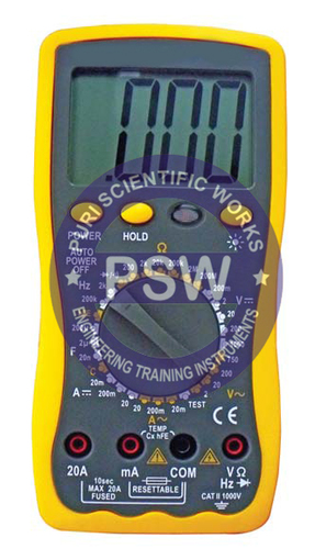 Digital Multimeter - 3-3/4 Digits, Auto-Ranging LCD, AC/DC Voltage, Current, Resistance, Capacitance, Temperature & 30MHz Frequency Test | Yellow & Black, Industrial, 870.9g Weight