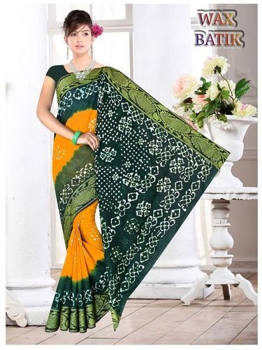 Green Wax Batik Saree Catalog