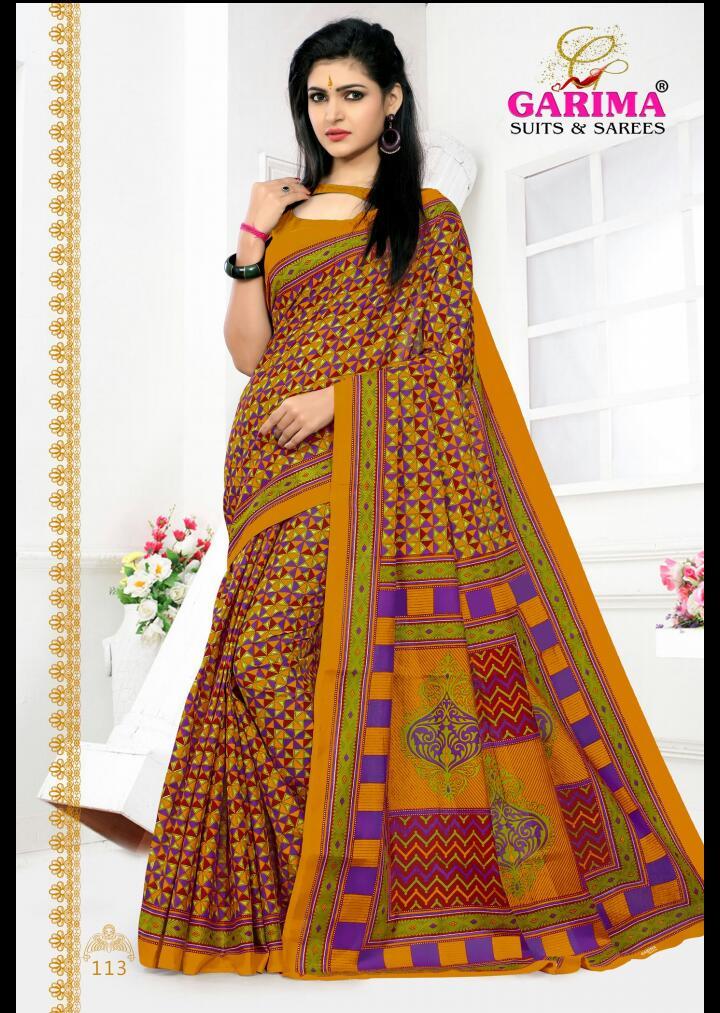Cream Garima Cotton Printed Saree Catalog