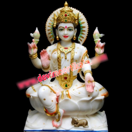 Laxmi Mata Marble Moorti - Height: 15 Inch (In)