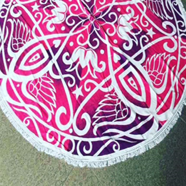 Pink Indian Mandala Beach Towel Boho Bohemian Hippie Roundie