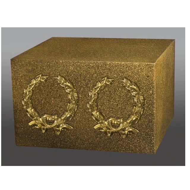Metal Venetian I Two Bright Gold Cross & Roses Companion Urn