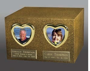 Metal Venetian I Two Bright Gold Cross & Roses Companion Urn