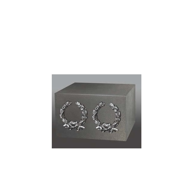 Two Silver Crosses Urn - Metal, Customized Size | Steel & Silver Finish, Religious Style