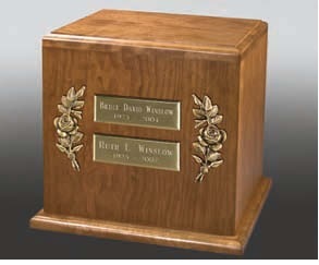 Oakwood Wreaths Companion Urn - Wood & Gold Finish Customized Size | Elegant American Religious Style