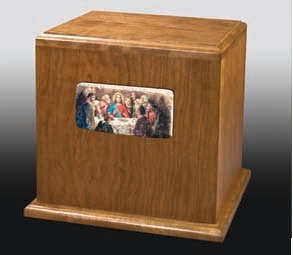 Oakwood Wreaths Companion Urn - Wood & Gold Finish Customized Size | Elegant American Religious Style