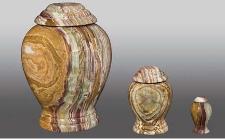 Blue Aluminum Urn - 10x6x3 Inches, Enamel Finish, Set Of Three Religious Styles