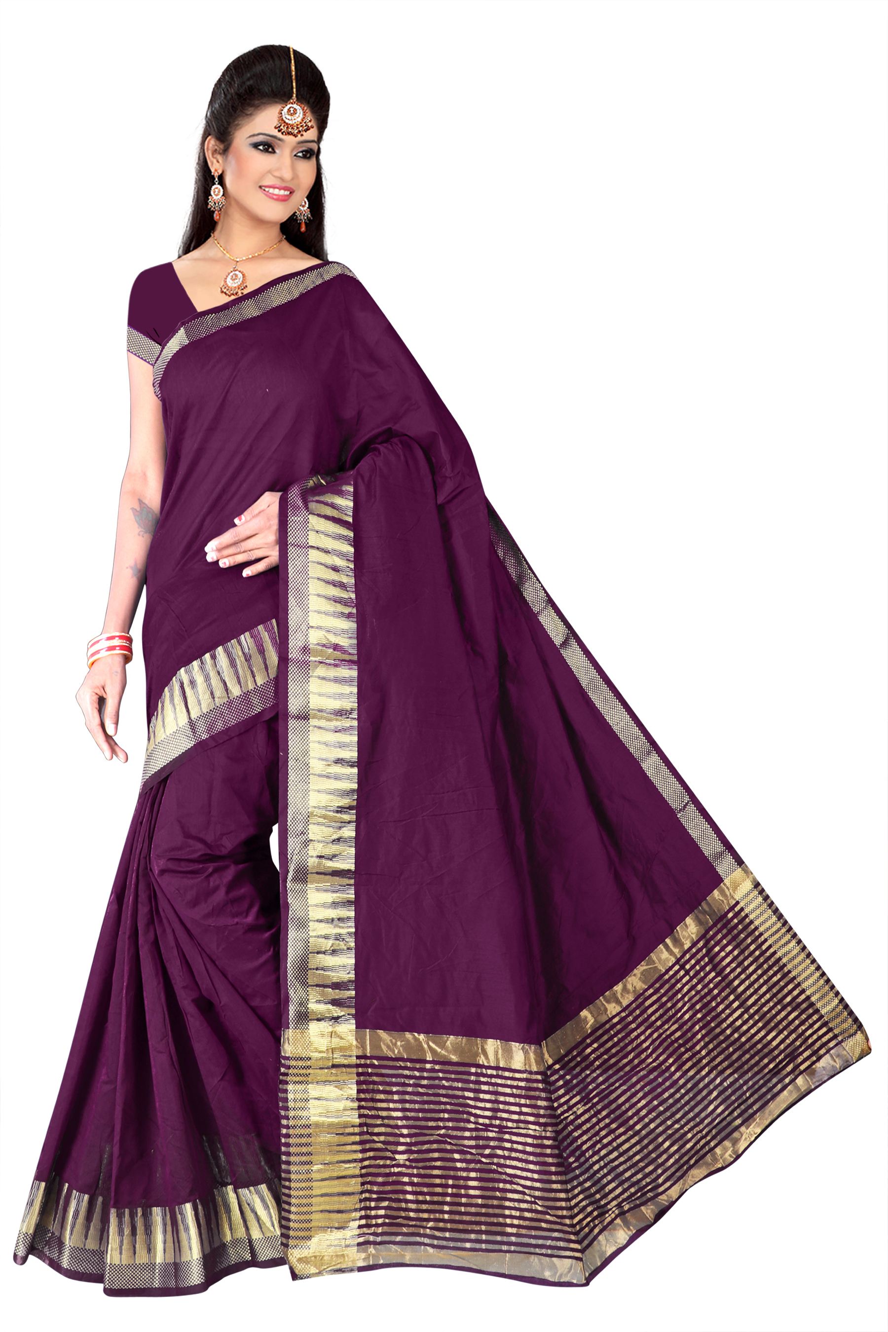 Bollywood Supernet Border Saree - Cotton Silk, Length: 5.5 Mtr, Blouse: 0.8 Mtr | Multicolor, Printed Pattern, Ideal For All Seasons