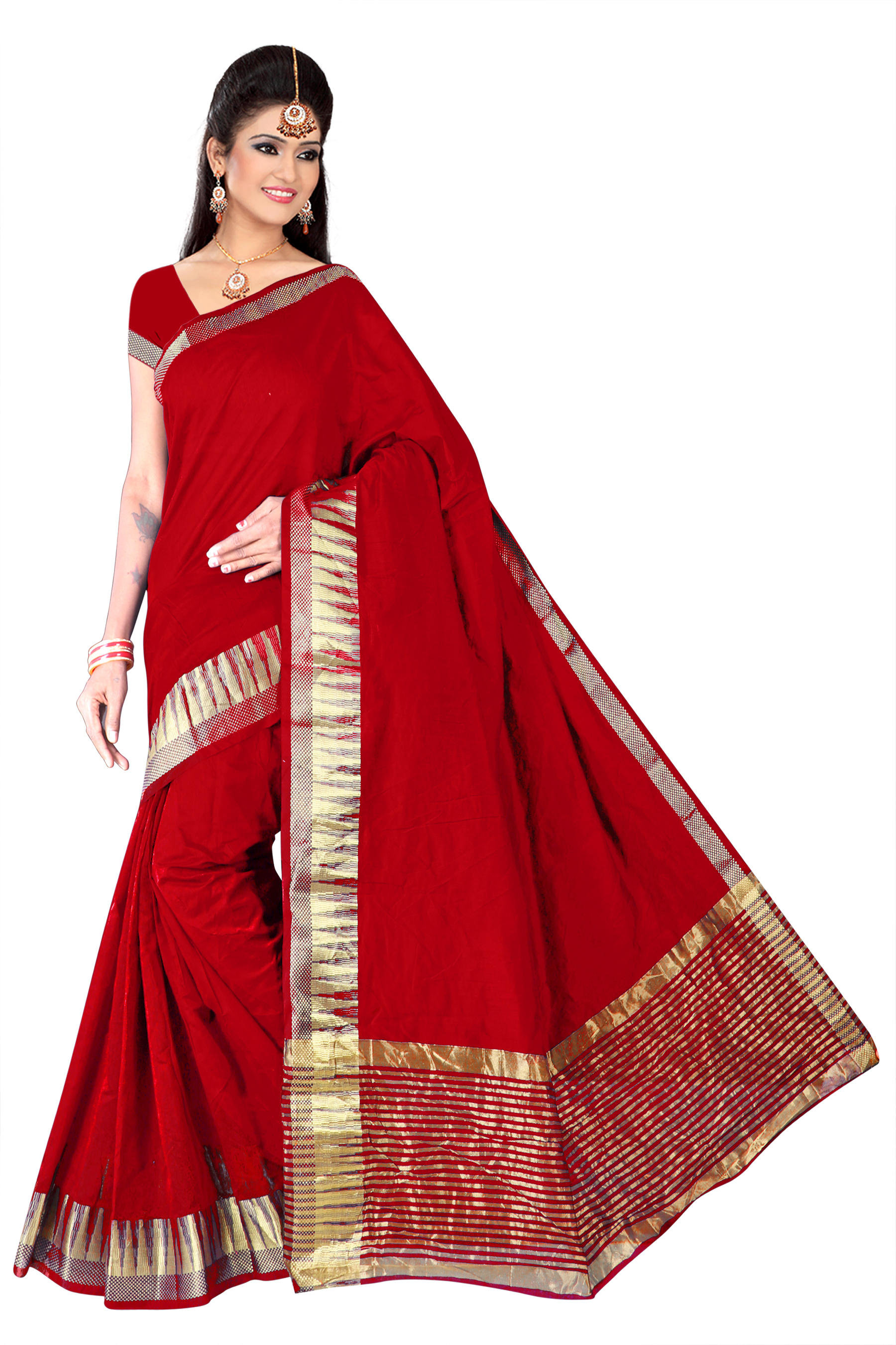Bollywood Supernet Border Saree - Cotton Silk, Length: 5.5 Mtr, Blouse: 0.8 Mtr | Multicolor, Printed Pattern, Ideal For All Seasons