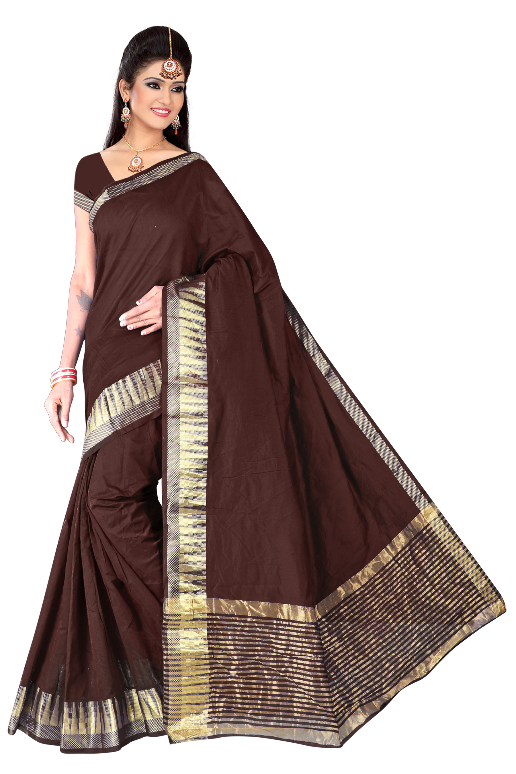 Bollywood Supernet Border Saree - Cotton Silk, Length: 5.5 Mtr, Blouse: 0.8 Mtr | Multicolor, Printed Pattern, Ideal For All Seasons