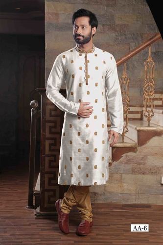 क्रीम एम्ब्रॉयडरी पुरुषों के लिए कुर्ता पायजामा