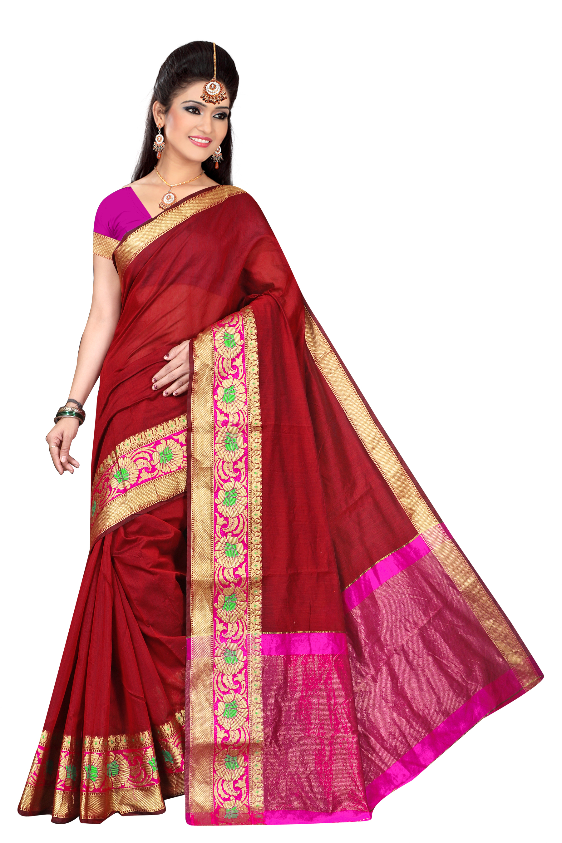 Fancy Pure Cotton Silk Saree - 5.5 Mtr Length, 0.8 Mtr Blouse | Multi-color, Laces Closure, Printed Pattern, Cotton Silk Fabric