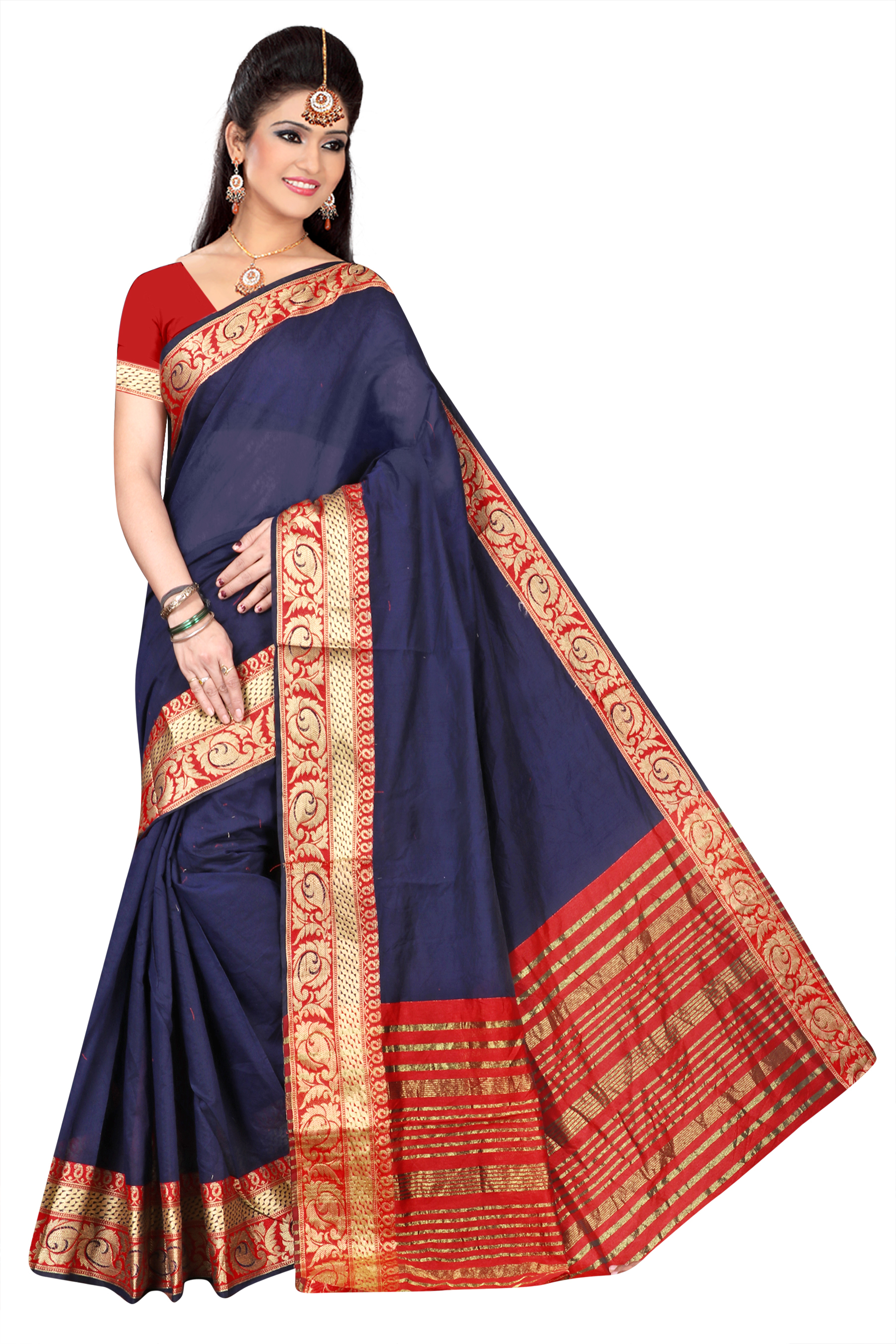 Fancy Pure Cotton Silk Saree - 5.5 Mtr Length, 0.8 Mtr Blouse | Multi-color, Laces Closure, Printed Pattern, Cotton Silk Fabric