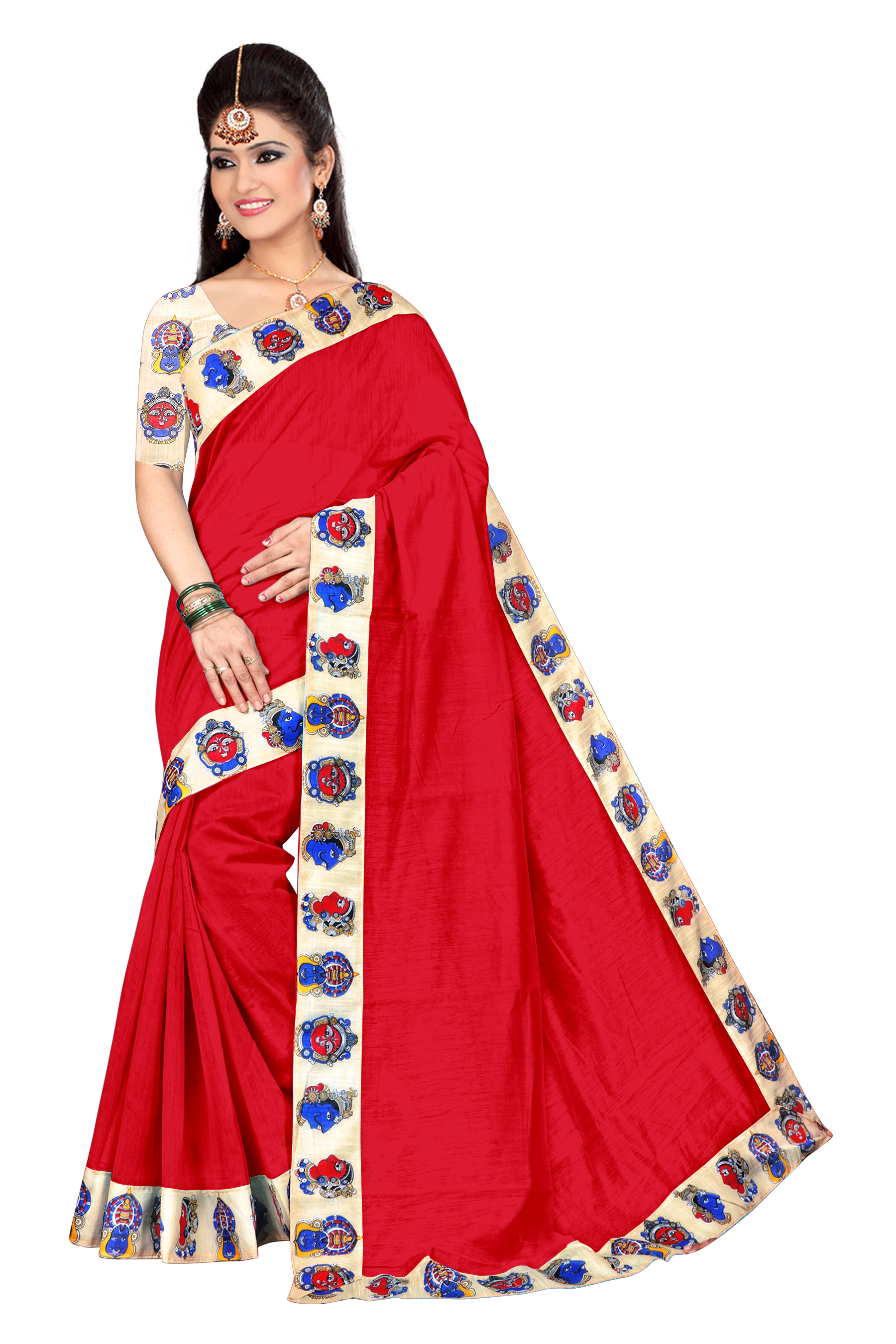 Chanderi Silk Saree - Cotton Silk Fabric, Length: 5.5 Mtr, Blouse Length: 0.8 Mtr | Multi-color, Plain Pattern Design