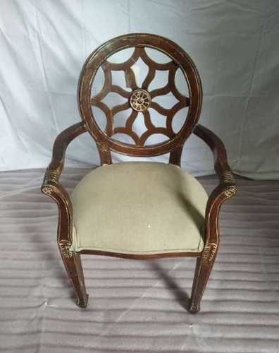 ANTIQUED WOODEN CHAIR - Solid Wood Frame, 20in Depth x 36in Height x 24in Width, Brown Color | Antique Charm, Comfortable Seating, Elegant Design