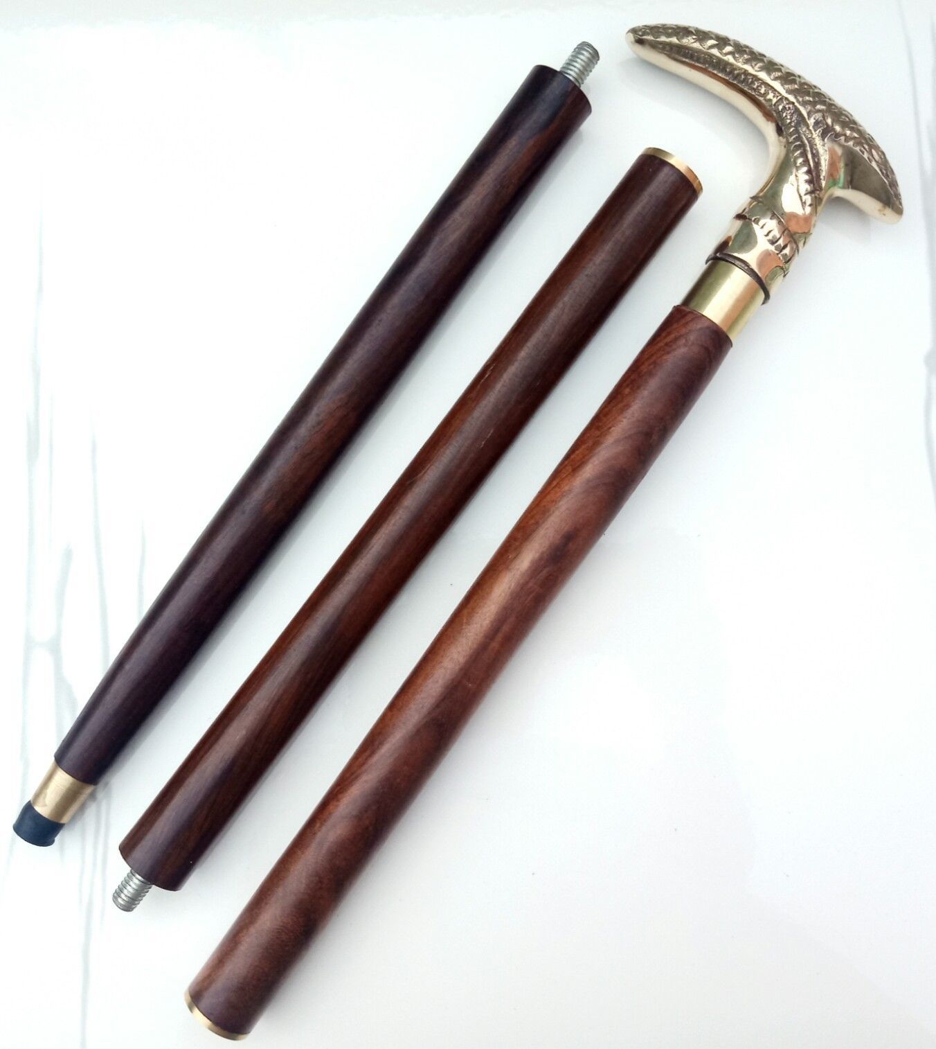 Solid Brass Snake Designer Handle Wood Walking Cane Stick Men's Canes Gift