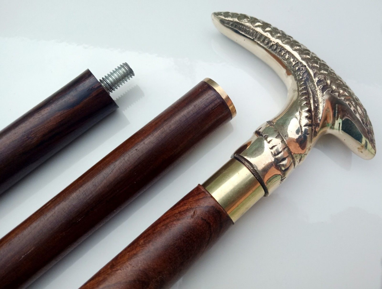 Solid Brass Snake Designer Handle Wood Walking Cane Stick Men's Canes Gift