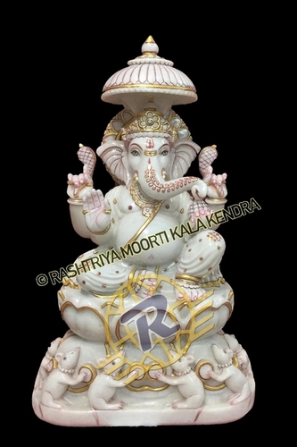 Uv Resistant Indoor Hand Carved Marble God Ganesha Stone Statue