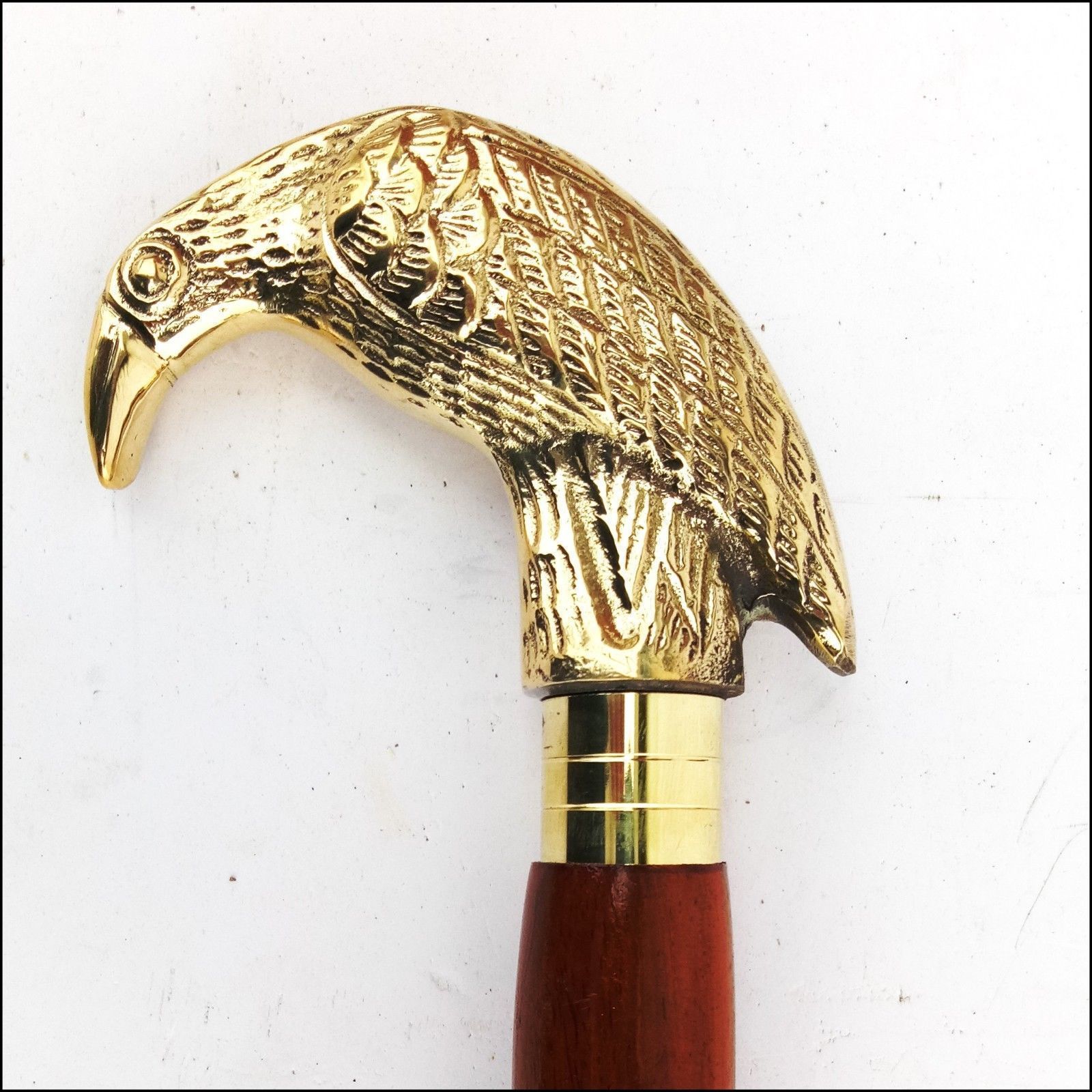 thumbnail image 2 of Victorian Chrome Walking Stick Cane - Black Wood With Brass Derby Head - 37" Unisex 2 of 6