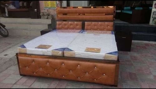 Wooden King Size Bed - Brown Wood Finish | Modern Design, Assembly Required