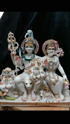 Shiva Parvati Ganesh Marble Statue