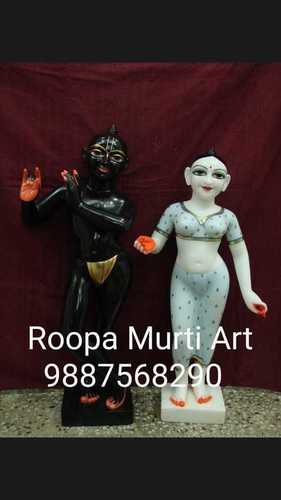 Carved Stone Radha Krishna Marble Statue